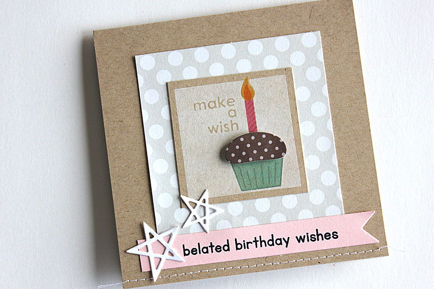 size: 4 1/4&quot; x 4 1/4&quot;<br />
<br />
stamps: Hey, Cupcake, Keep it Simple: Belated...