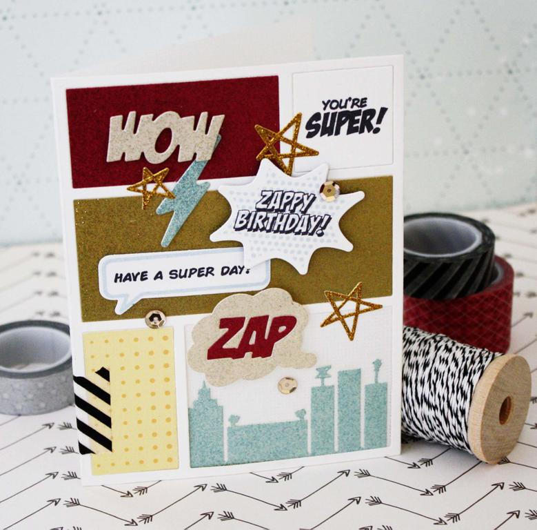 Papertrey Ink Supplies Used:<br />
Stamps:<br />
Zappy Birthday<br />
Tools:<br />
Cover...