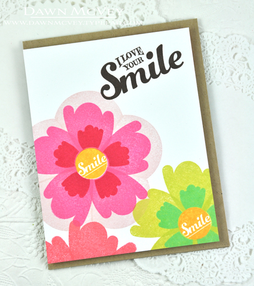 Paper: stamper&#039;s select white, kraft<br />
Stamps: Enclosed: Flower<br />
Ink: berry...