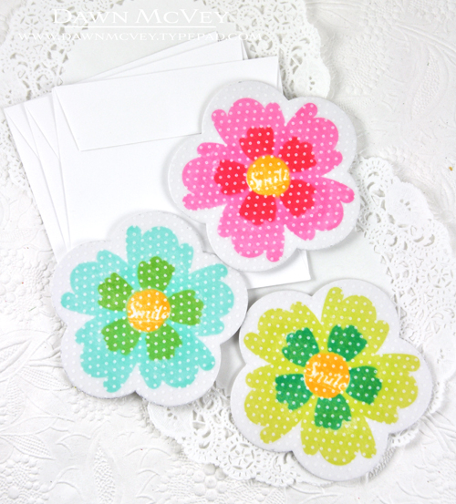 Paper: stamper&#039;s select white, vellum bitty dot<br />
Stamps: Enclosed: Flower<br />
Ink:...