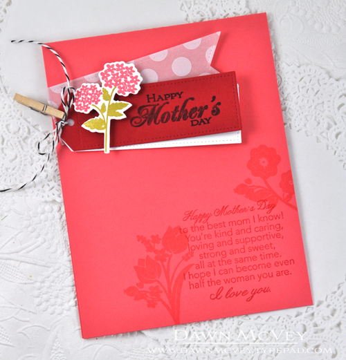 Paper: white linen, vellum polka dot, berry sorbet, pure poppy<br />
Stamps: Bitty Bouquets,...