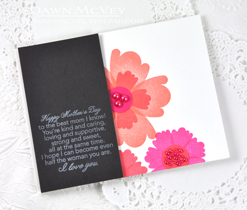 Paper: white linen, smokey shadow, raspberry fizz<br />
Stamps: Tucked In: Mother, Enclosed:...