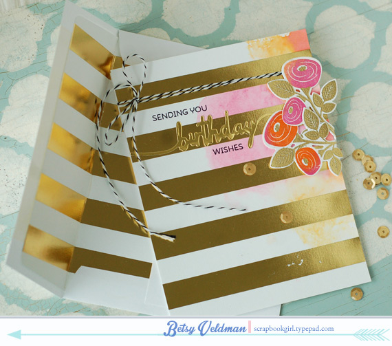 stamps: bitty bouquets, swoosh<br />
ink: raspberry fizz, orange zest, true black, versamark<br...