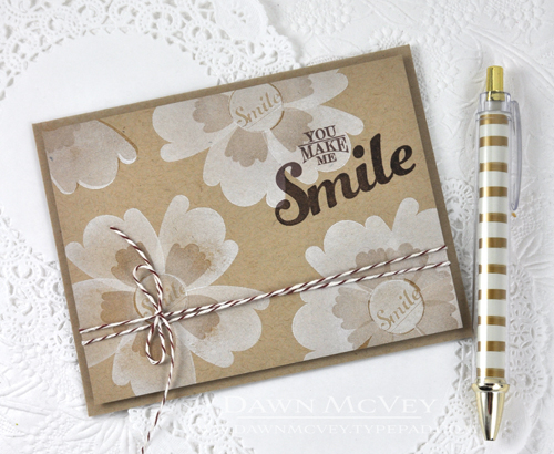 Paper: kraft<br />
Stamps: Enclosed: Flower<br />
Ink: fresh snow, kraft, smokey shadow<br />...