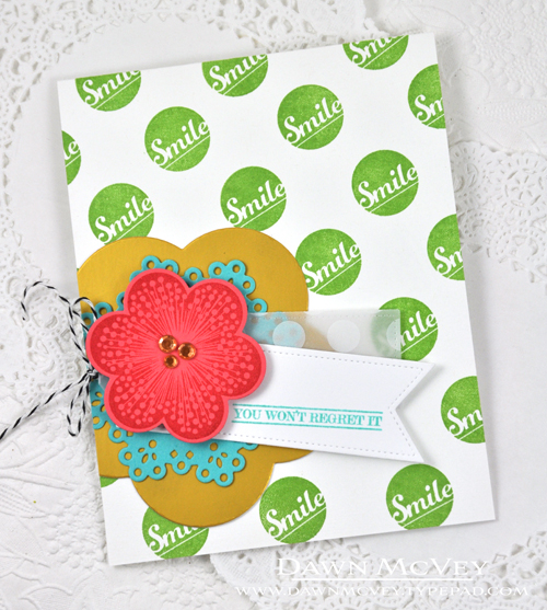 Paper: fresh snow linen, berry sorbet, hawaiian shores, dotted vellum, luxe gold<br />
Stamps:...