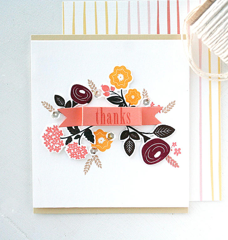 STAMPS: Bitty Bouquets, Mini Blooms (kraft leaves)<br />
INK: Dark Chocolate, Summer Sunrise,...