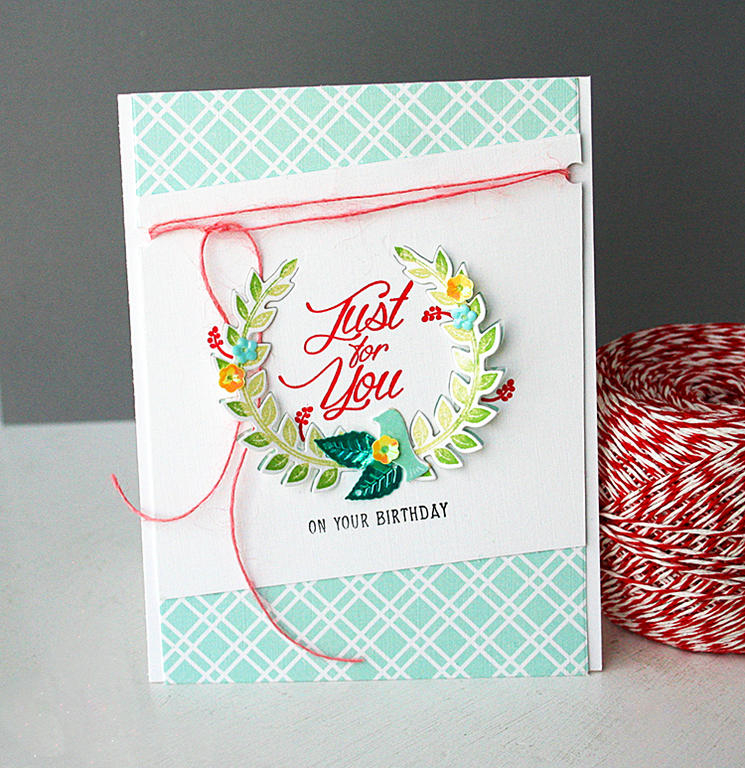 STAMPS: Lovely Laurels<br />
INK: Spring Moss, New Leaf, Pure Poppy, True Black<br />
PAPER:...