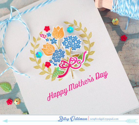 stamps: bitty bouquets, lovely laurels make it market mini, keep it simple: mother<br />
ink:...