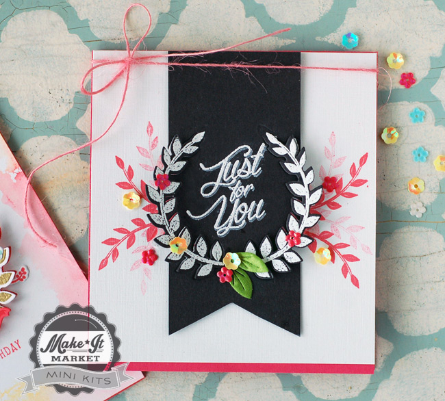 Stamps, dies, and embellishments from the Make It Market Mini: Lovely Laurels kit<br />
Ink:...