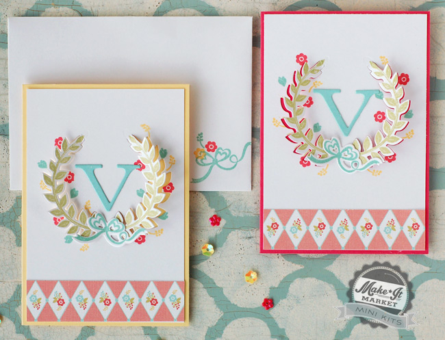 Stamps, dies, and embellishments from the Make It Market Mini: Lovely Laurels kit<br />
Ink:...