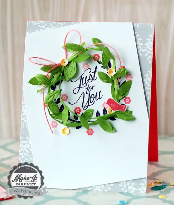 Stamps, dies, patterned paper, and embellishments from the Make It Market Mini: Lovely Laurels...