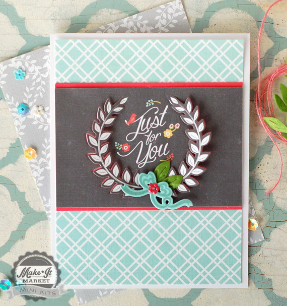 Stamps, dies, patterned paper, and embellishments from the Make It Market Mini: Lovely Laurels...