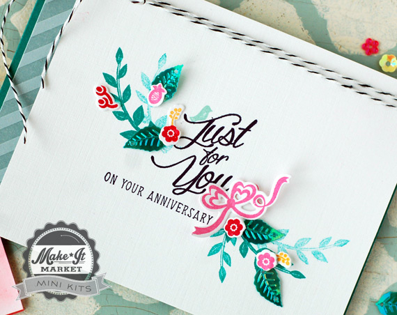 Stamps, dies, and embellishments from the Make It Market Mini: Lovely Laurels kit<br />
Ink:...