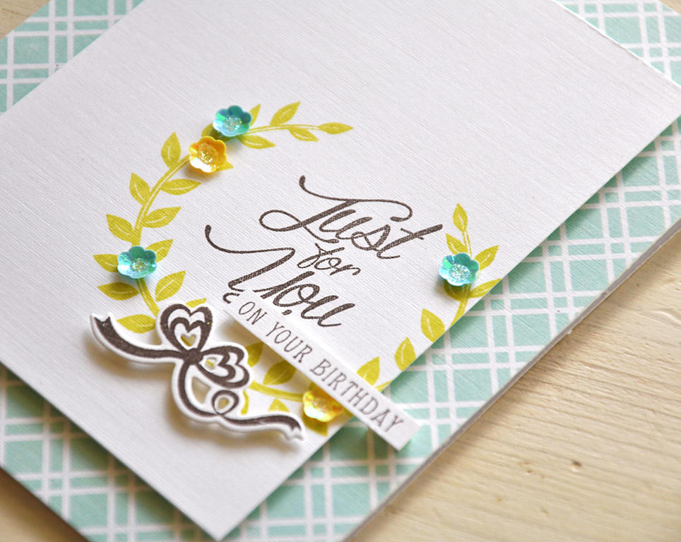 Stamps: Make It Market Mini Kits: Lovely Laurels<br />
Ink: Smokey Shadow and Limeade Ice<br />...