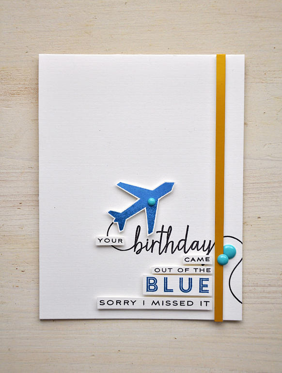 Stamps: Blue Skies and Swoosh<br />
Ink: True Black, Blueberry Sky and Enchanted Evening<br />...