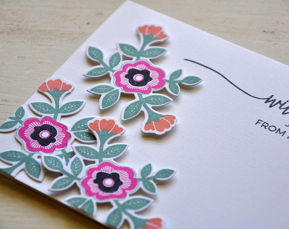 Stamps: Quilted: Spring and Swoosh<br />
Ink: Ocean Tides, Raspberry Fizz, Melon Berry and True...