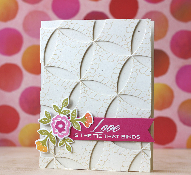 cardstock: rustic cream, raspberry fizz<br />
ink: fine linen, hibiscus burst, raspberry fizz,...
