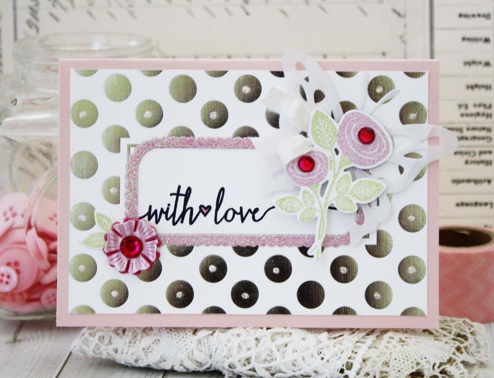 Papertrey Ink Supplies Used:<br />
Stamps:<br />
Bitty Bouquets and Swoosh<br />
Tools:<br />...