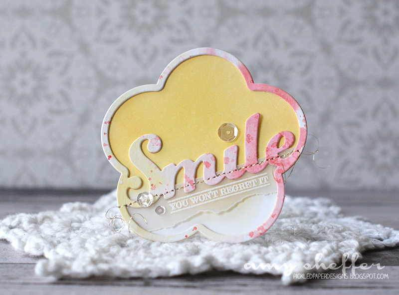 Stamps: Enclosed: Flower<br />
Ink: Harvest Gold, VersaMark<br />
Paper: watercolor paper,...
