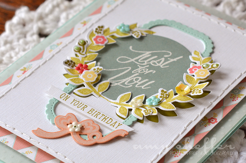 Make It Market Mini Kit: Lovely Laurels kit (stamps, paper, dies, sequins)<br />
Dies: Keep It...