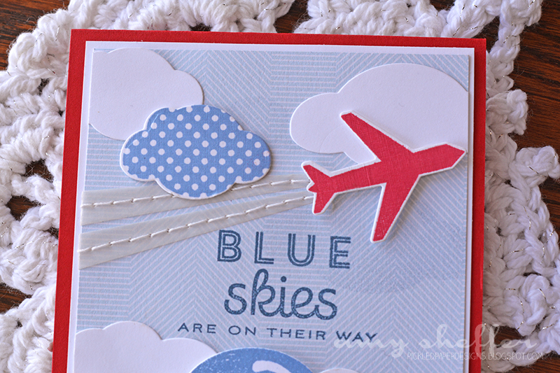 Stamps: Blue Skies<br />
Ink: Blueberry Sky, Pure Poppy<br />
Paper: Stamper&#039;s Select...