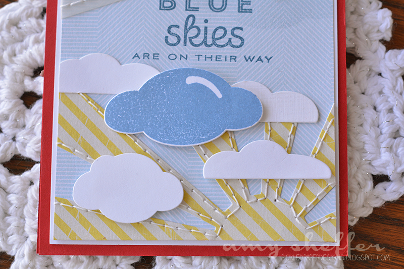 Stamps: Blue Skies<br />
Ink: Blueberry Sky, Pure Poppy<br />
Paper: Stamper&#039;s Select...