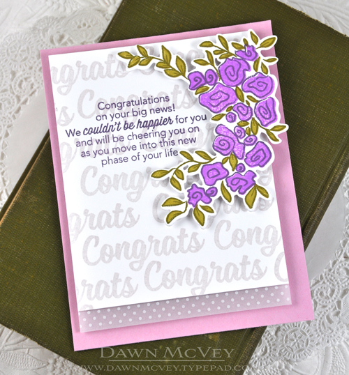 Paper: stamper&#039;s select white, bitty dot vellum, lavender moon<br />
Stamps: Tucked In:...