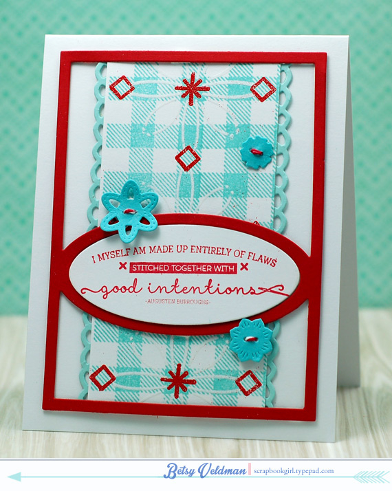 stamps: chicken scratch, background basics: super gingham<br />
ink: hawaiian shores,...