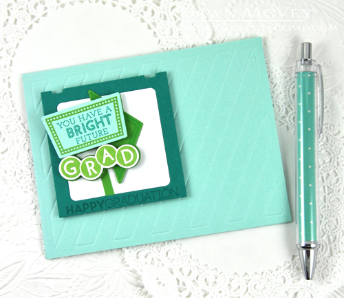 Paper: stamper&#039;s select white, aqua its,s new leaf, tropical teal<br />
Stamps: Retro...
