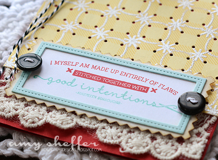 Stamps: Chicken Scratch, Background Basics: Super Gingham<br />
Dies: Chicken Scratch Cover...
