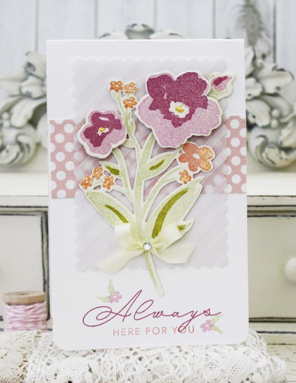 Papertrey Ink Supplies Used:<br />
Stamps:<br />
Brushed Blooms<br />
Ink:<br />
Lavender...
