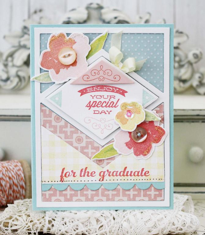 Papertrey Ink Supplies Used:<br />
Stamps:<br />
Keep it Simple: Graduation.Brushed Blooms,...