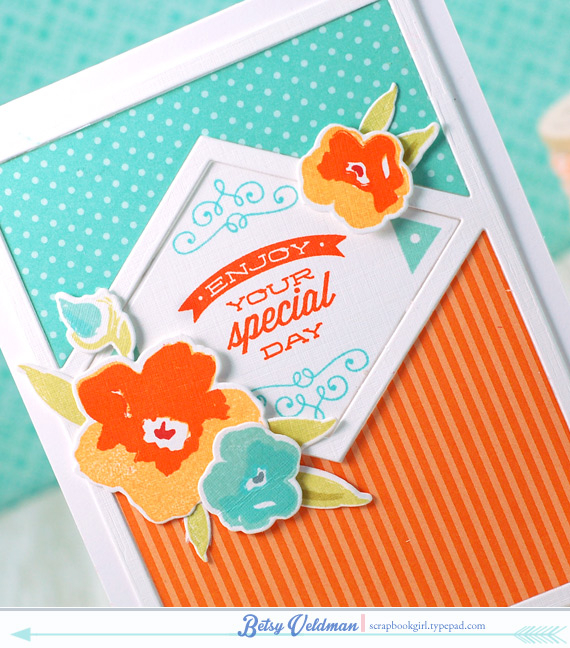 stamps: brushed blooms, you've been framed: diamond<br />
ink: summer sunrise, orange...