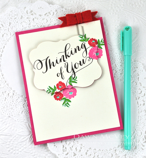 Paper: cream linen card stock, raspberry fizz<br />
Stamps: Graceful Greetings<br />
Ink:...