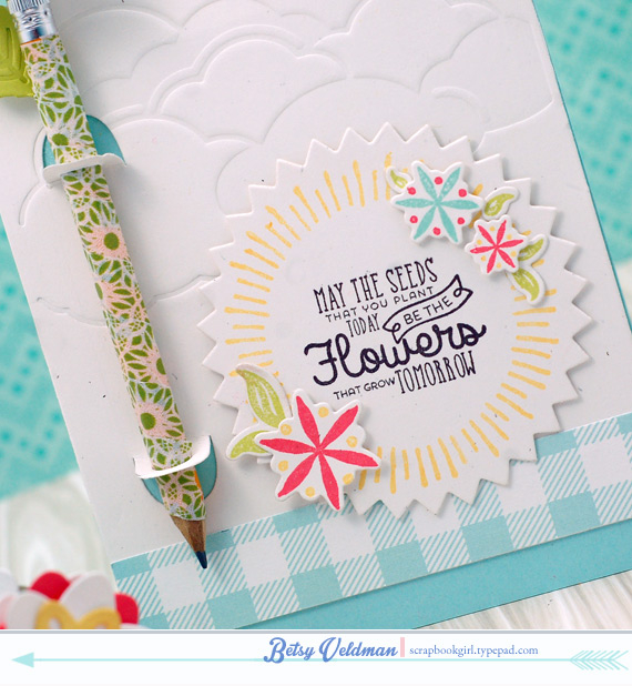 stamps: seeds of knowledge<br />
ink: harvest gold, berry sorbet, aqua mist, limeade ice<br />...