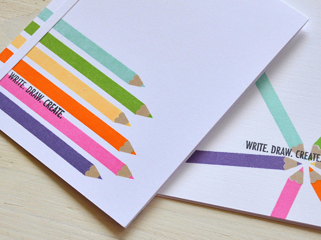 Stamp: Pencil Me In<br />
Ink: Aqua Mist, New Leaf, Harvest Gold, Orange Zest, Berry Sorbet,...