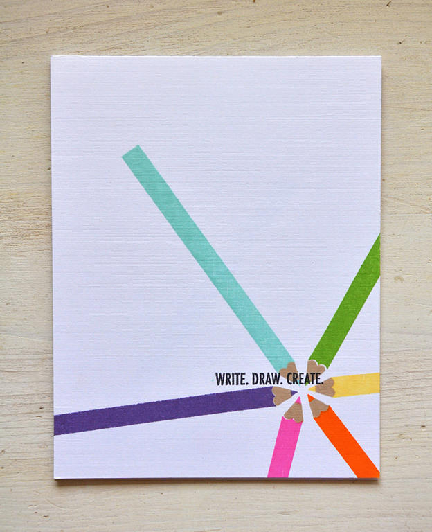 Stamp: Pencil Me In<br />
Ink: Aqua Mist, New Leaf, Harvest Gold, Orange Zest, Berry Sorbet,...