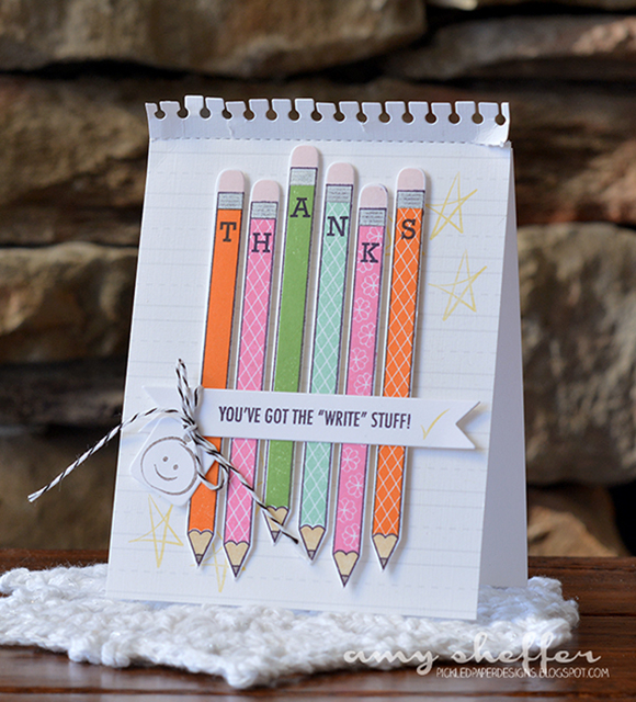 Stamps: Pencil Me In, Pencilgrams<br />
<br />
Dies: Pencil Me In, Double-Ended Banners, Tiny...
