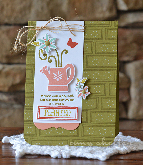 STAMPS: Seeds of Knowledge<br />
DIES: Mat Stack 4<br />
INK: Aqua Mist, Ocean Tides, Melon...