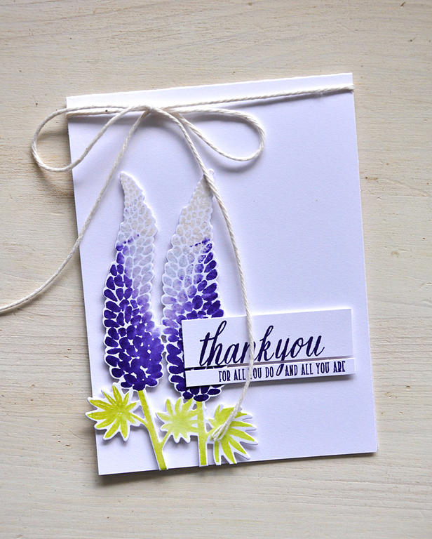 Stamps: Flower Favorites<br />
Ink: Royal Velvet, Lavender Moon and Soft Stone<br />...
