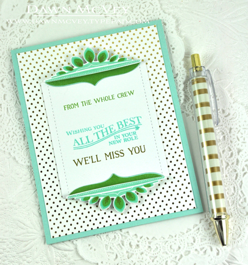 Paper: stamper&#039;s select white, aqua mist, luxe gold foil patterned paper<br />
Stamps:...