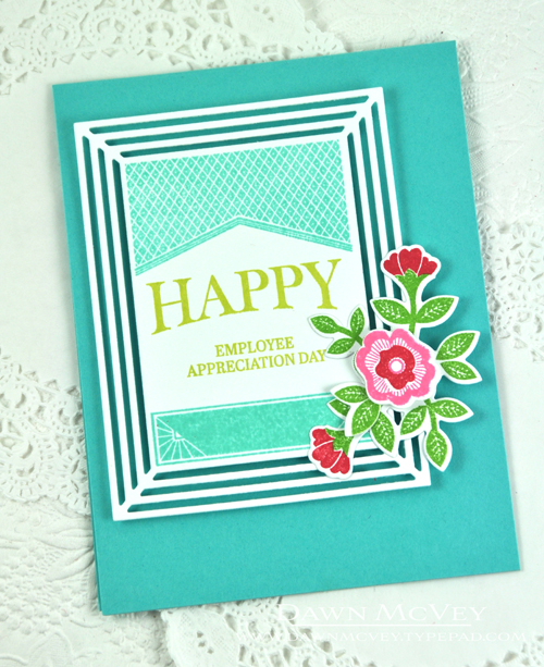 Paper: stamper&#039;s select white, hawaiian shores<br />
Stamps: Watercooler Talk, Center...