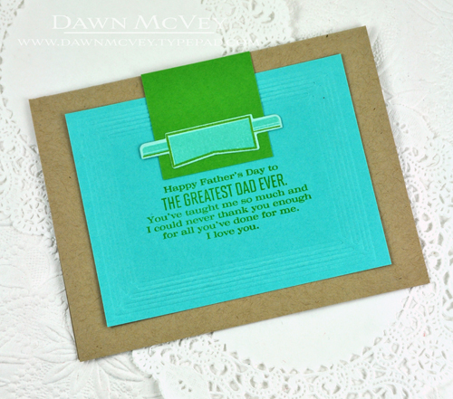 Paper: kraft, ne leaf, aqua mist, hawaiian shores<br />
Stamps: Tucked In: Father&#039;s Day<br...