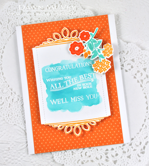 Paper: stamper&#039;s select white, orange zest bitty dot<br />
Stamps: Watercooler Talk,...