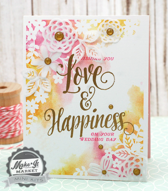 stamps, dies, patterned papers, gold enamel dots: make it market mini kit: garden gild<br />...