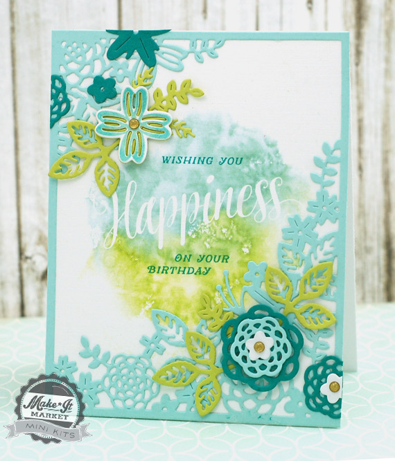 stamps, dies, patterned papers, gold enamel dots: make it market mini kit: garden gild<br />...
