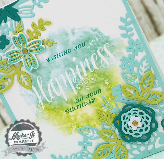 stamps, dies, patterned papers, gold enamel dots: make it market mini kit: garden gild<br />...