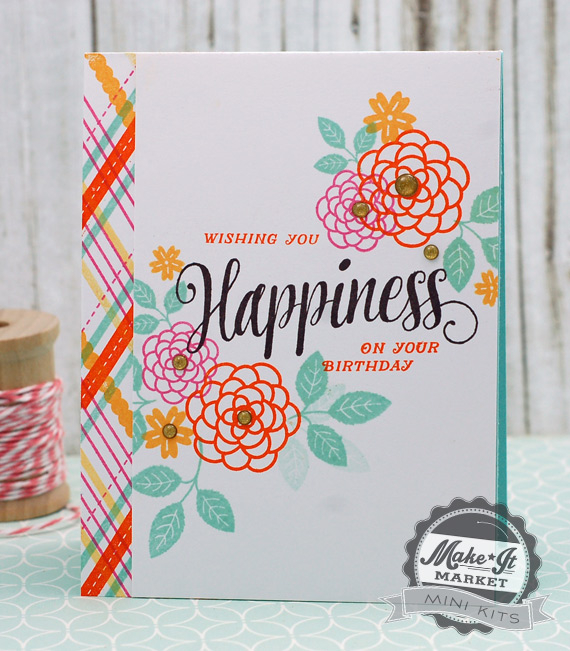 stamps, gold enamel dots: make it market mini kit: garden gild<br />
ink: aqua mist, orange...