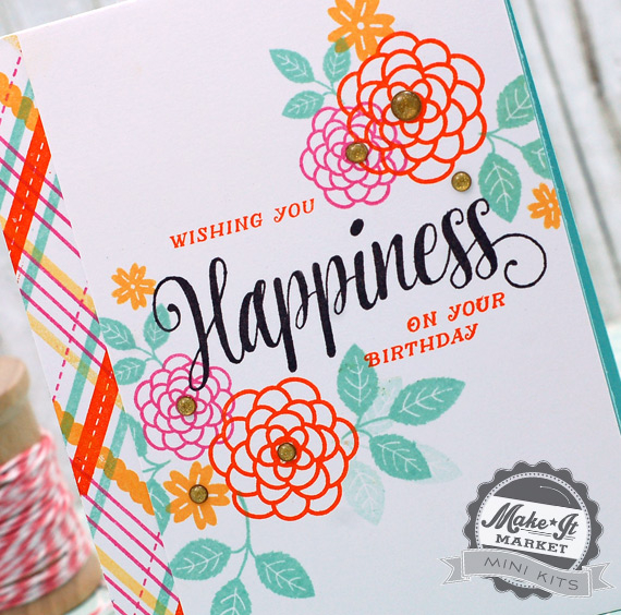 stamps, gold enamel dots: make it market mini kit: garden gild<br />
ink: aqua mist, orange...