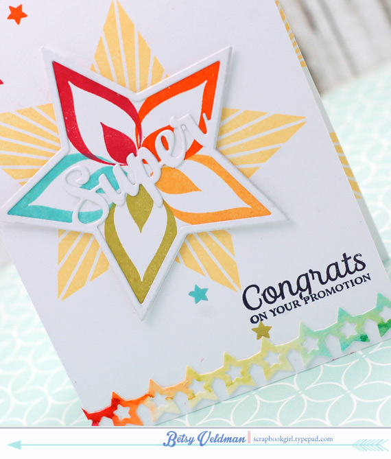 stamps: enclosed: star, watercooler talk<br />
ink: hawaiian shores, pure poppy, orange zest,...